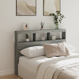 Berkfield Headboard Cabinet With Led Grey Sonoma 140X17X102 Cm - thumbnail 1