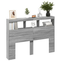 Berkfield Headboard Cabinet With Led Grey Sonoma 140X17X102 Cm - thumbnail 5