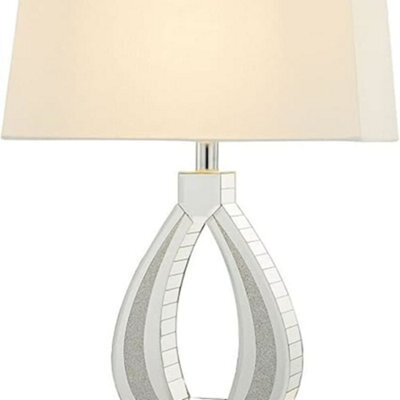Biznest X-Large Eternity Oval Crystal Mirrored Table Lamp Mirrored Crushed Crystal Diamond Diamante Table Lamp Side