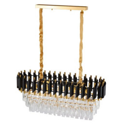 Living And Home Modern Rectangular Crystal Chandelier, Luxury Oval Dining Room Chandelier, Black Gold Crystal Ceiling Lamp - thumbnail 3
