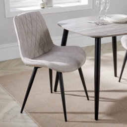 Core Products Pair Of Natural Colour Aspen Diamond Stitch Fabric Dining Chairs, Black Tapered Legs - thumbnail 8