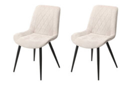 Core Products Pair Of Natural Colour Aspen Diamond Stitch Fabric Dining Chairs, Black Tapered Legs - thumbnail 7