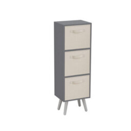 Urbn-Living Grey 3-Tier 3-Drawer Cube Shelving Unit With Scandinavian Legs - thumbnail 2