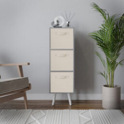 Urbn-Living Grey 3-Tier 3-Drawer Cube Shelving Unit With Scandinavian Legs - thumbnail 3