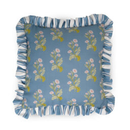 rucomfy Beanbags Rucomfy Linen Look 45X45Cm Cushion - Frilled Edge Floral Stripe Throw Pillow - thumbnail 2