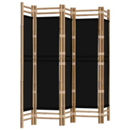 Berkfield Classic Folding 5-Panel Room Divider 200 Cm Bamboo And Canvas - thumbnail 1
