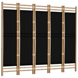 Berkfield Classic Folding 5-Panel Room Divider 200 Cm Bamboo And Canvas - thumbnail 3