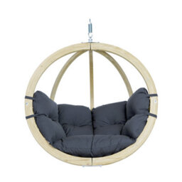 Amazonas Globo Wooden Hanging Egg Chair - Premium Garden Swing Seat (Anthracite)