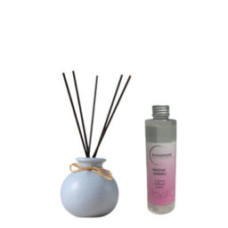 Woodside Pastel Blue Round Ceramic Reed Diffuser Vase With Woodside Luxury Refill - Snow Angel - thumbnail 1