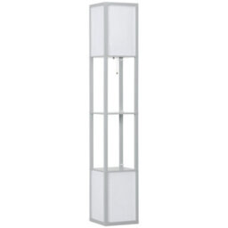 Homcom Shelf Floor Lamp With Dual Light, For Living Room, Bedroom, Grey - thumbnail 9