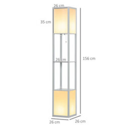 Homcom Shelf Floor Lamp With Dual Light, For Living Room, Bedroom, Grey - thumbnail 3