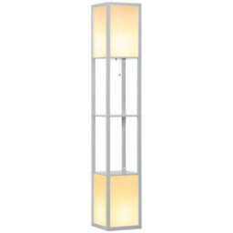 Homcom Shelf Floor Lamp With Dual Light, For Living Room, Bedroom, Grey - thumbnail 2
