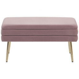 Beliani Upholstered Storage Bench Durham Velvet Pink - thumbnail 5