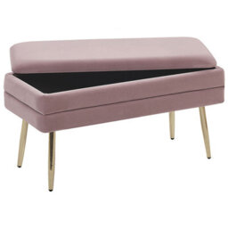 Beliani Upholstered Storage Bench Durham Velvet Pink - thumbnail 4