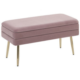 Beliani Upholstered Storage Bench Durham Velvet Pink