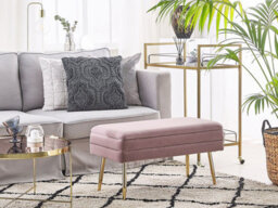 Beliani Upholstered Storage Bench Durham Velvet Pink - thumbnail 2