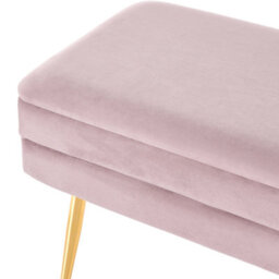 Beliani Upholstered Storage Bench Durham Velvet Pink - thumbnail 8
