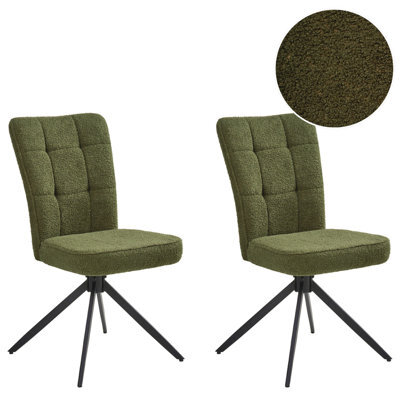 Beliani Set Of 2 Dining Chairs Swivel Ryan Boucle Green - image 1