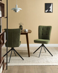 Beliani Set Of 2 Dining Chairs Swivel Ryan Boucle Green - thumbnail 2