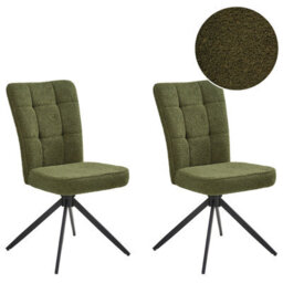Beliani Set Of 2 Dining Chairs Swivel Ryan Boucle Green - thumbnail 1