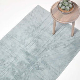 Homescapes Cotton Tufted Rug Union Jack Plain Embossed Mat Silver Grey, 50 X 80 Cm