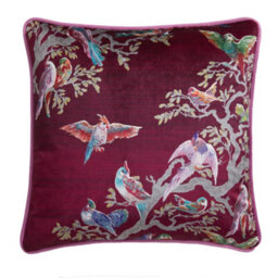 Laurence Llewelyn-Bowen Birdity Absurdity Soft Touch Velvet Pink Filled Cushion - thumbnail 2