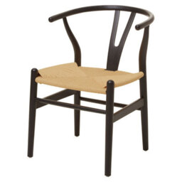 Fusion Living Wishbone Black Beechwood And Natural Hemp Weave Dining Chair - thumbnail 1