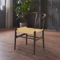 Fusion Living Wishbone Black Beechwood And Natural Hemp Weave Dining Chair - thumbnail 2