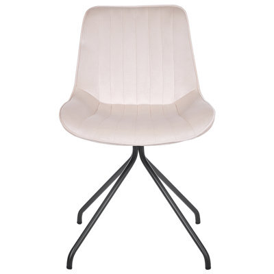 Wyld And Coco Velvetique Beige Velvet Tufted Dining Chairs Set Of 2 With Cross Steel Base - image 1