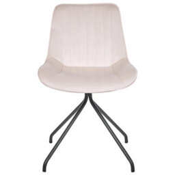 Wyld And Coco Velvetique Beige Velvet Tufted Dining Chairs Set Of 2 With Cross Steel Base - thumbnail 1