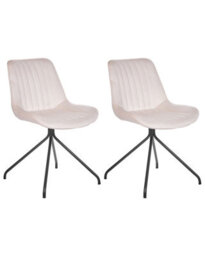 Wyld And Coco Velvetique Beige Velvet Tufted Dining Chairs Set Of 2 With Cross Steel Base - thumbnail 3