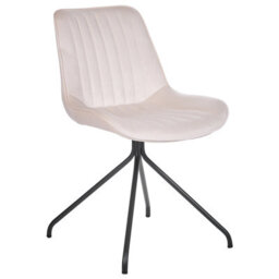 Wyld And Coco Velvetique Beige Velvet Tufted Dining Chairs Set Of 2 With Cross Steel Base - thumbnail 4