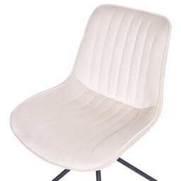 Wyld And Coco Velvetique Beige Velvet Tufted Dining Chairs Set Of 2 With Cross Steel Base - thumbnail 7
