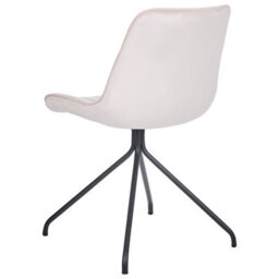 Wyld And Coco Velvetique Beige Velvet Tufted Dining Chairs Set Of 2 With Cross Steel Base - thumbnail 6