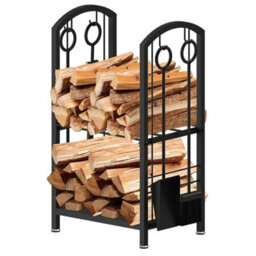 Firewood Log Rack Large Fireplace Holder Metal Stand Shelf - thumbnail 4