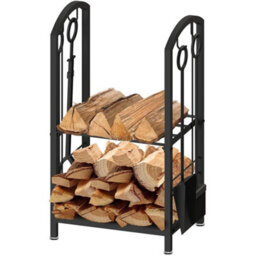 Firewood Log Rack Large Fireplace Holder Metal Stand Shelf - thumbnail 5