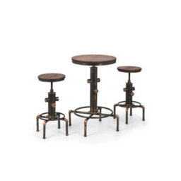 Julian Bowen Rockport Round 2-4 Seater Bar Table - Brushed Copper And Rustic Elm - thumbnail 4
