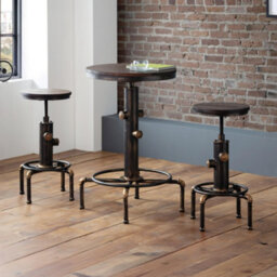 Julian Bowen Rockport Round 2-4 Seater Bar Table - Brushed Copper And Rustic Elm - thumbnail 2