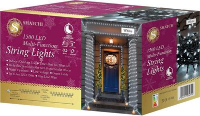 Shatchi 1500 Cool White Leds Multifunction Timer Outdoor String Fairy Lights 150M - image 1