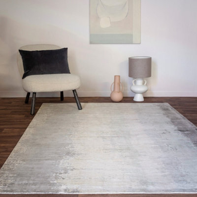 Beige Viscose Handmade , Luxurious , Modern Easy To Clean Abstract Rug For Living Room, Bedroom - 200Cm X 290Cm - image 1