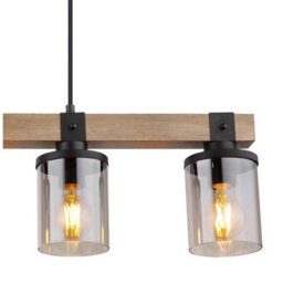 Luminosa Lighting Luminosa Lila Bar Pendant Ceiling Light Matt Black Smoke Glass Shade 4X E27 - thumbnail 4