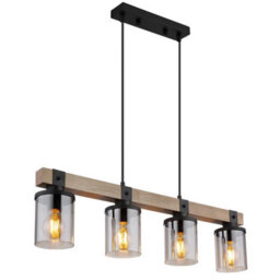 Luminosa Lighting Luminosa Lila Bar Pendant Ceiling Light Matt Black Smoke Glass Shade 4X E27 - thumbnail 1