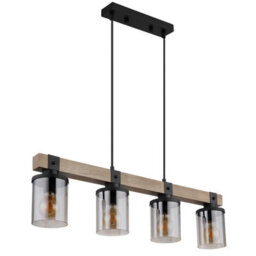 Luminosa Lighting Luminosa Lila Bar Pendant Ceiling Light Matt Black Smoke Glass Shade 4X E27 - thumbnail 2