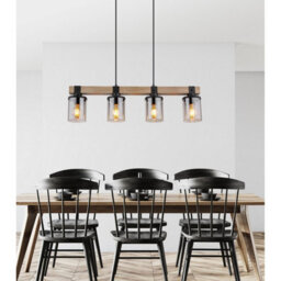 Luminosa Lighting Luminosa Lila Bar Pendant Ceiling Light Matt Black Smoke Glass Shade 4X E27 - thumbnail 9