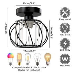 Emitto Crystal Ceiling Light Semi Flush Mount Chandelier Modern Hallway - thumbnail 7
