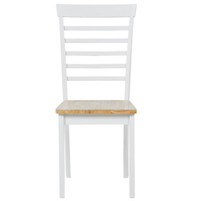 Wyld And Coco Everwood Set Of 2 Armless Ladder-Back Dining Chairs, Light Brown And White, Rubberwood, 400 X 400 X 940mm - image 1