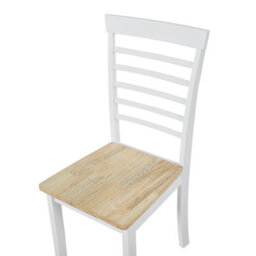 Wyld And Coco Everwood Set Of 2 Armless Ladder-Back Dining Chairs, Light Brown And White, Rubberwood, 400 X 400 X 940mm - thumbnail 6