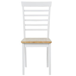 Wyld And Coco Everwood Set Of 2 Armless Ladder-Back Dining Chairs, Light Brown And White, Rubberwood, 400 X 400 X 940mm - thumbnail 1