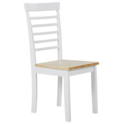 Wyld And Coco Everwood Set Of 2 Armless Ladder-Back Dining Chairs, Light Brown And White, Rubberwood, 400 X 400 X 940mm - thumbnail 4