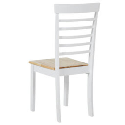 Wyld And Coco Everwood Set Of 2 Armless Ladder-Back Dining Chairs, Light Brown And White, Rubberwood, 400 X 400 X 940mm - thumbnail 5